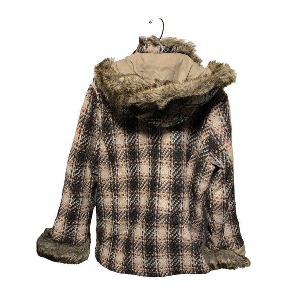 Woolrich Brown Tan Black Plaid Zipper Front Lined with Pockets on Side - Picture 2 of 4